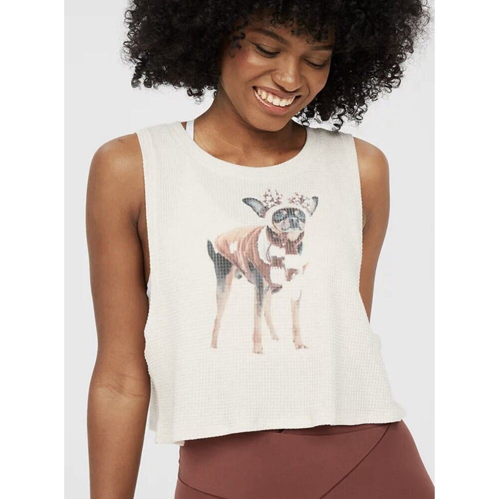 OFFLINE BY AERIE Womens Wow Waffle Knit Chihuahua Crop Tank Top, Size M, NEW - Picture 2 of 12